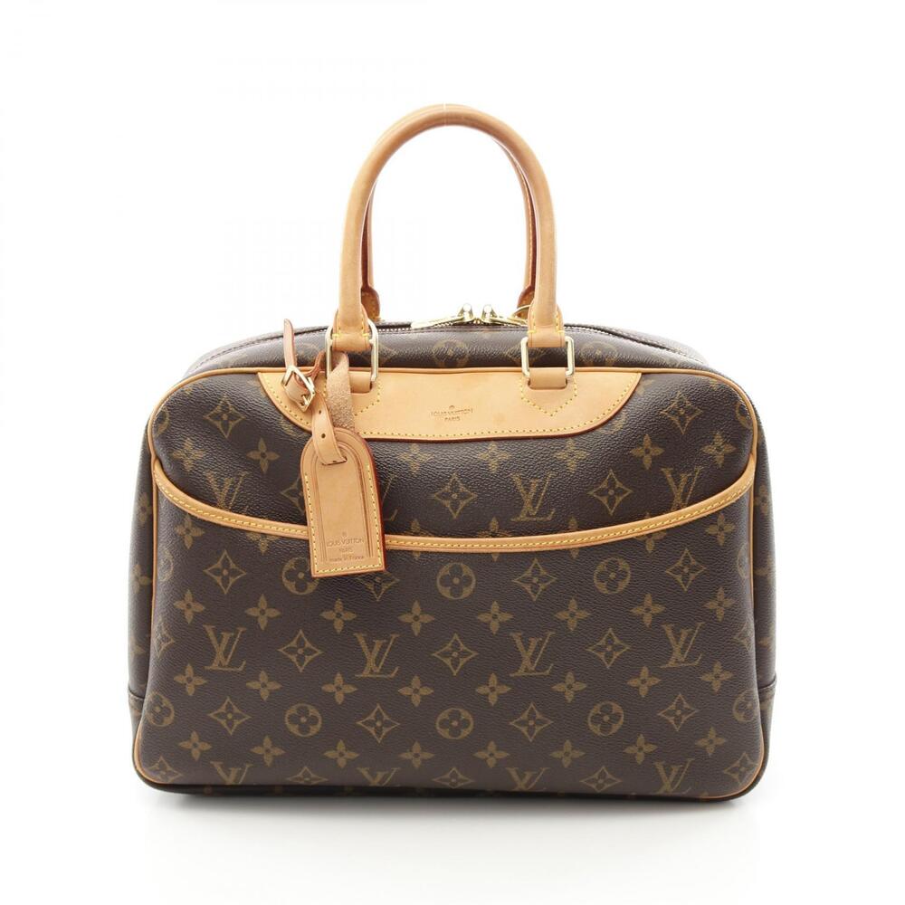 Louis Vuitton Deauville Bowling Vanity Handbag Canvas Leather Monogram Brown